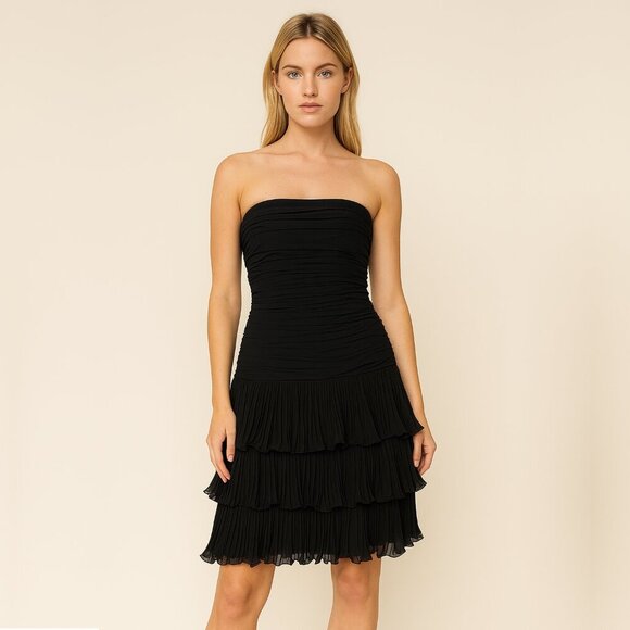 2/$30 NWT White House Black Market Tiered Ruffle Strapless Dress 6 #A0073 - Picture 1 of 9